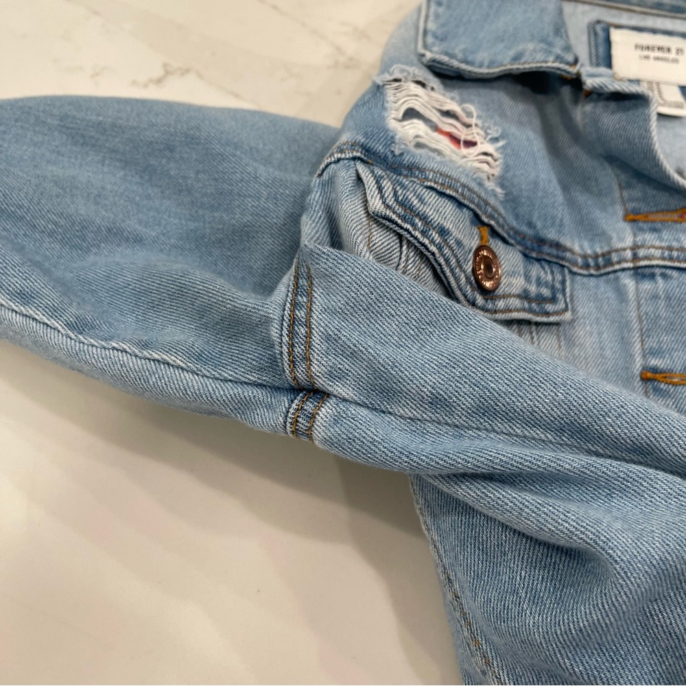 Forever 21 Embroidered Oversized Denim Jacket - Picture 12 of 16